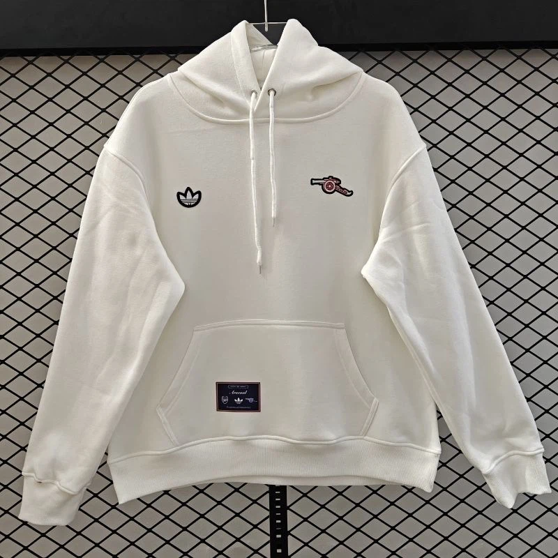 Adidas Originals Arsenal Men’s Pullover Hoodie, Arsenal Football Fan Sweatshirt, White