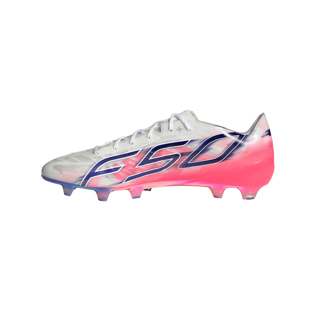 adidas F50 Hyperfast EVO FG Firm Ground Soccer Cleats- Cloud White / Solar Purple / Solar Turbo